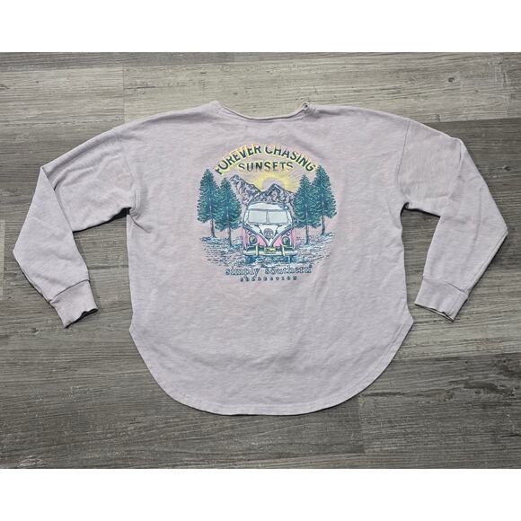 Simply Southern Forever Chasing Sunsets Boxy Hi Low Pullover Sweatshirt Top - Picture 2 of 7